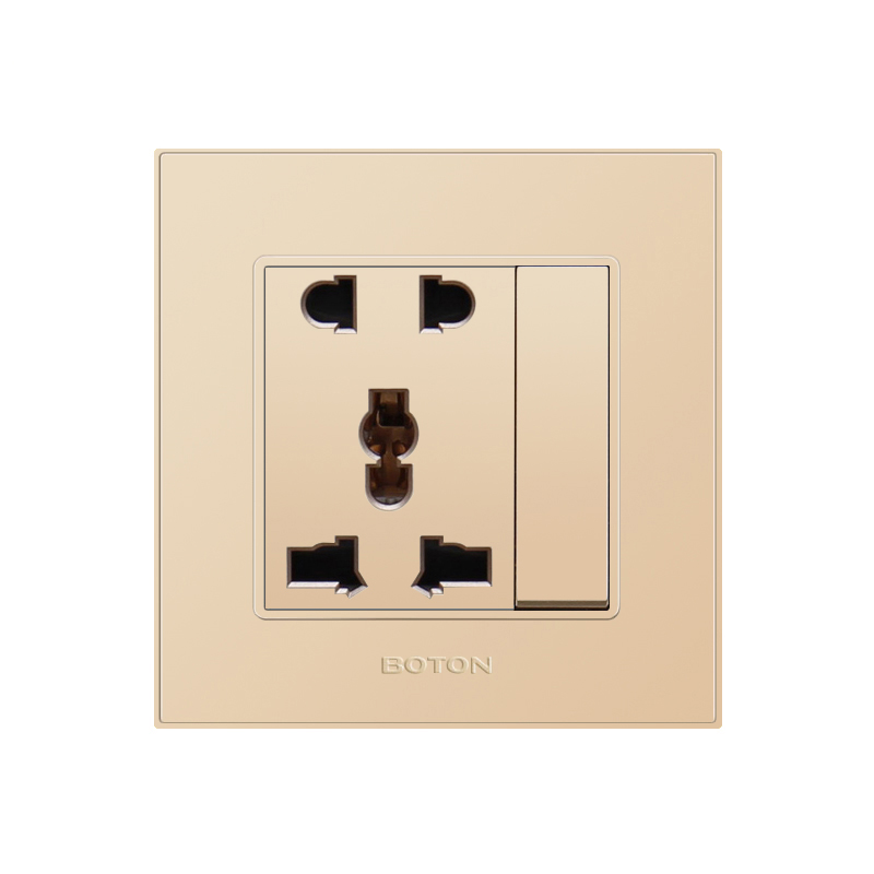 Hotel White Color 1 Gang Switch na may 5 Pin Universal Socket