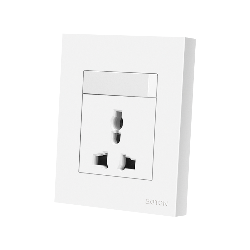 Gray Colored Finish 1 Gang Switch 3 Pin Universal Wall Socket