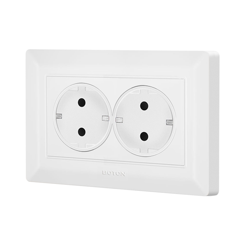 Residential Durable Double Schuko Wall Socket