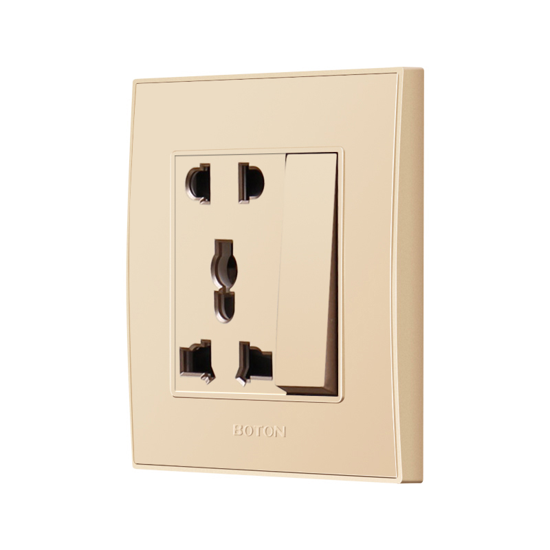 Hotel White Color 1 Gang Switch na may 5 Pin Universal Socket