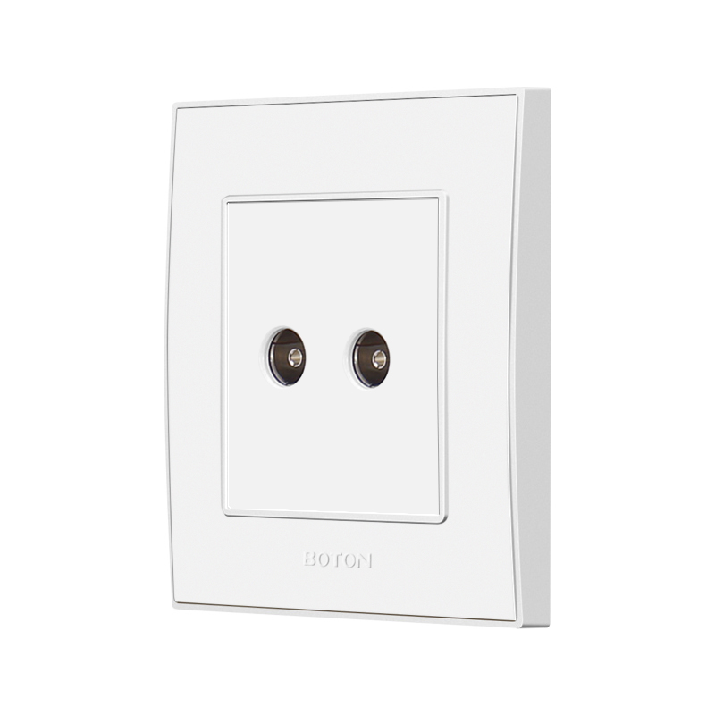 Electrical Twin TV White Wall Switch Socket