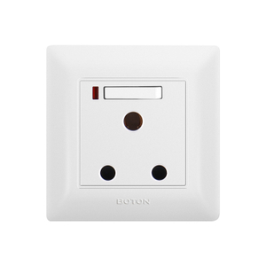 White Single Phase 15A Switch Socket na may Lamp