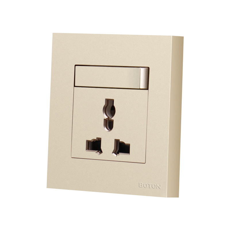 Gray Colored Finish 1 Gang Switch 3 Pin Universal Wall Socket