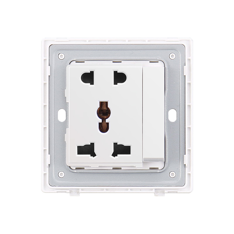 Hotel White Color 1 Gang Switch na may 5 Pin Universal Socket