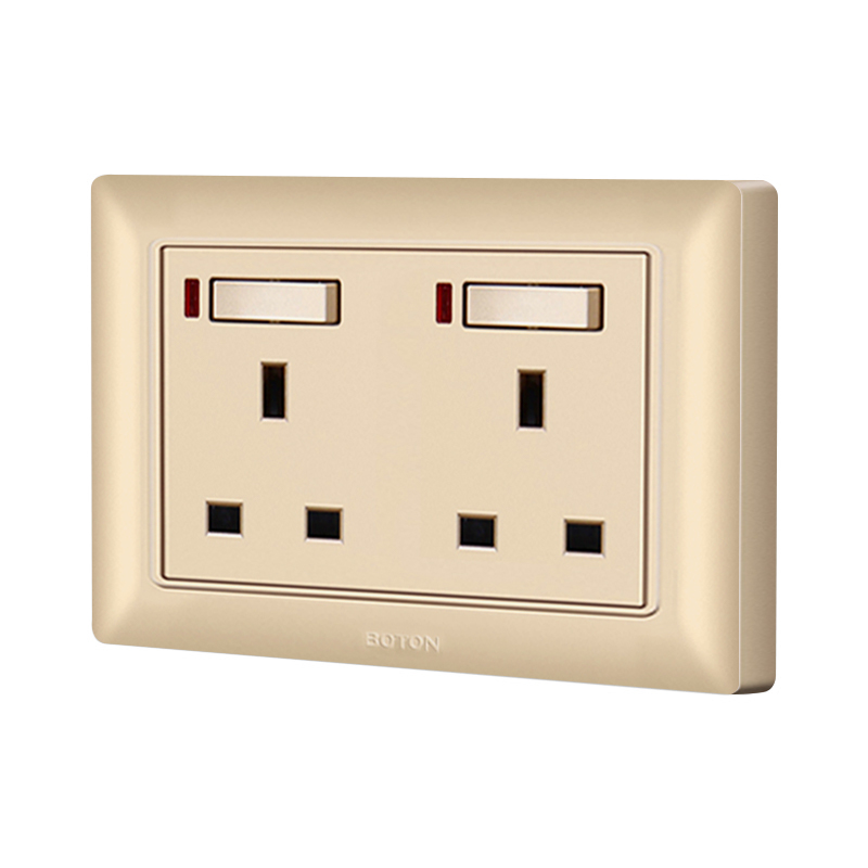 Residential 13A Double Switch Socket na may Lamp