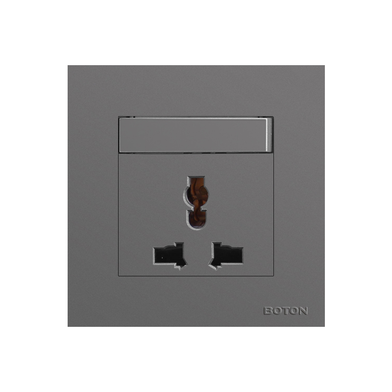 Gray Colored Finish 1 Gang Switch 3 Pin Universal Wall Socket