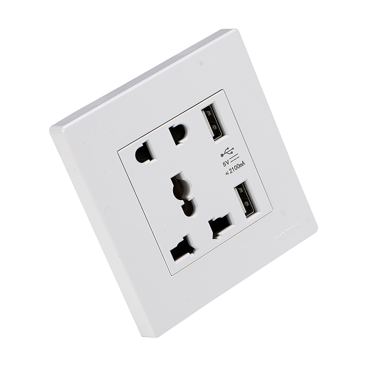 5 Pin Multi Functional Wall Socket na may USB 