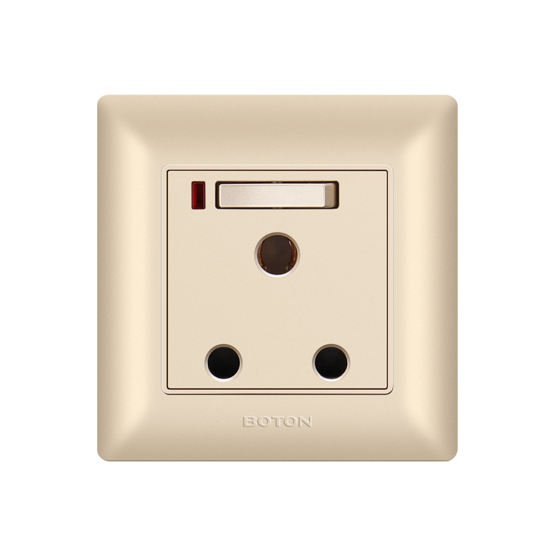 White Single Phase 15A Switch Socket na may Lamp