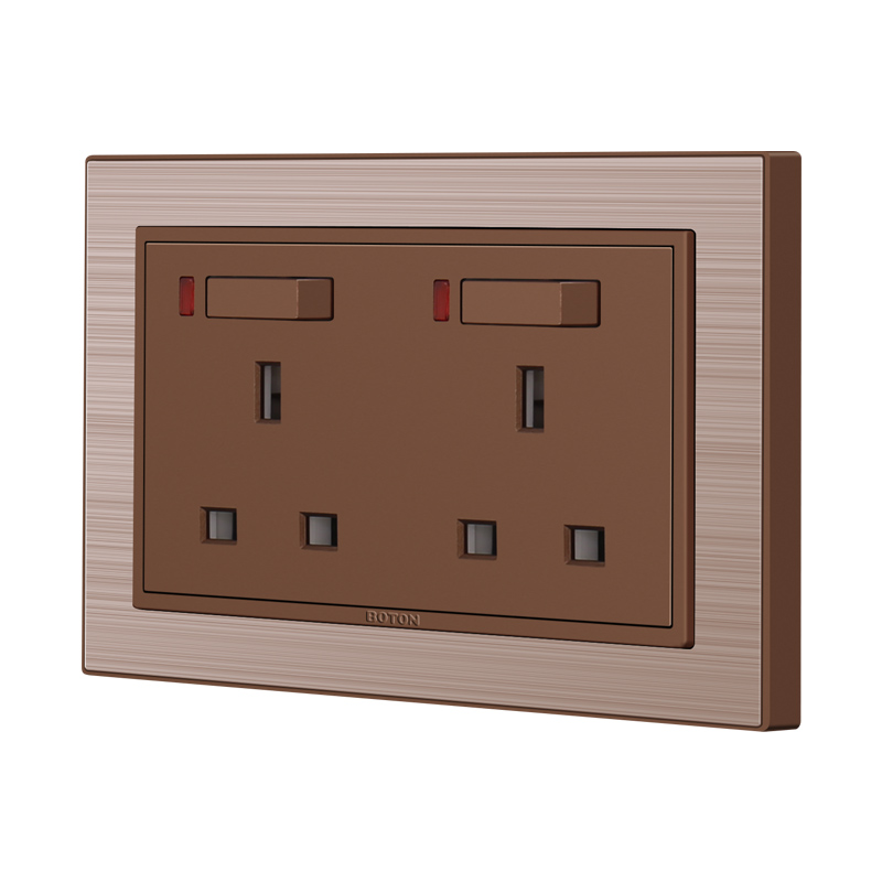 Apartment Double 13A Switched Socket na may Lamp