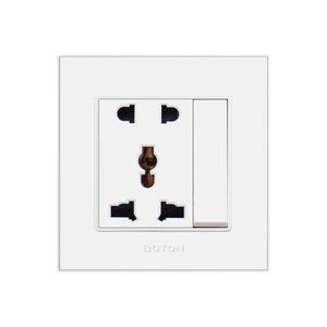 Hotel White Color 1 Gang Switch na may 5 Pin Universal Socket