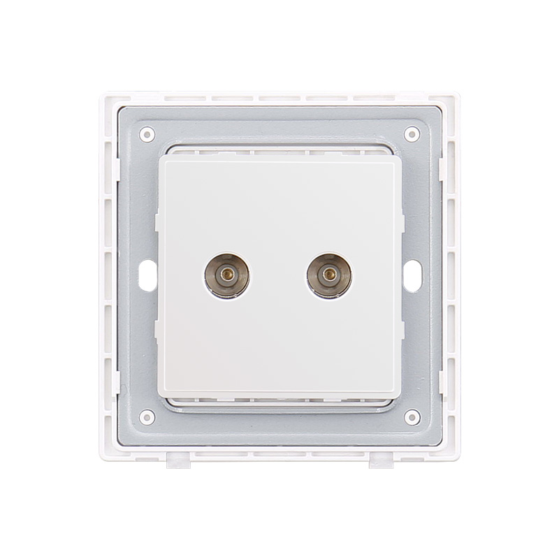 Electrical Twin TV White Wall Switch Socket