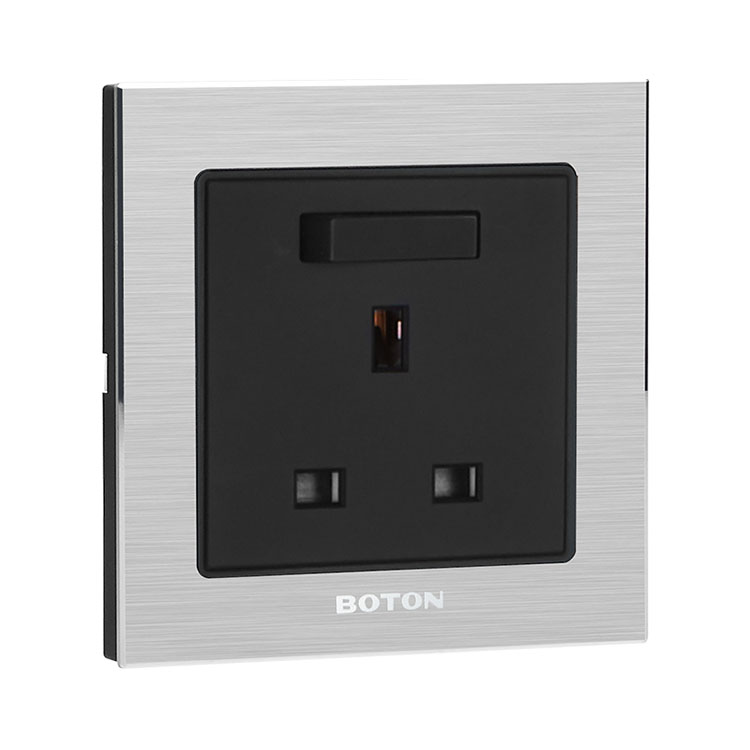 Panloob na Silver Aluminum 13A Wall Switch Socket