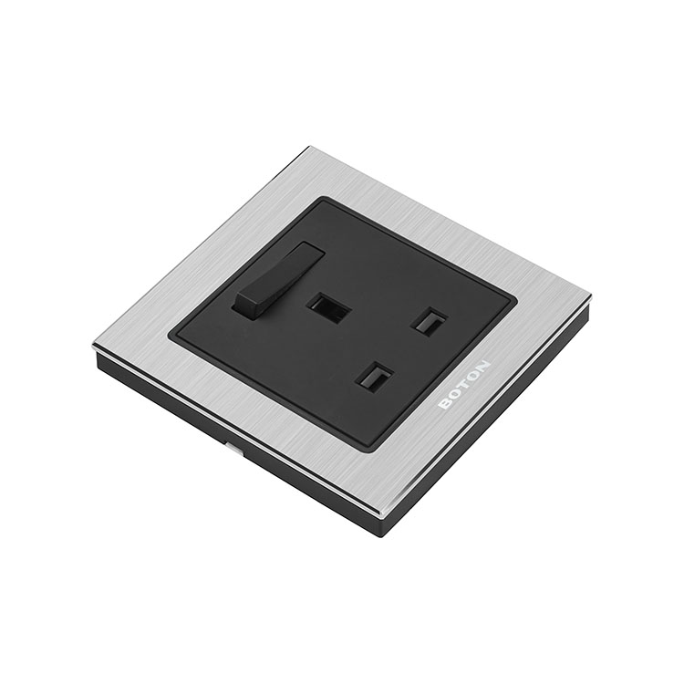 Panloob na Silver Aluminum 13A Wall Switch Socket