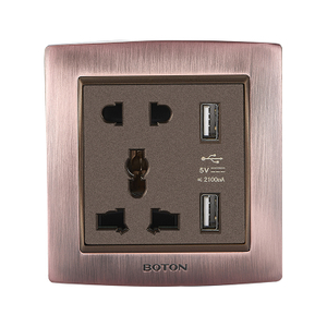 5 Pin Multi Functional Wall Socket na may 2 USB Charging