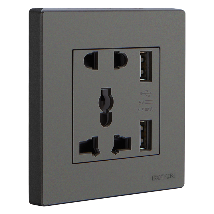 5 Pin Multi Functional Wall Socket na may USB 