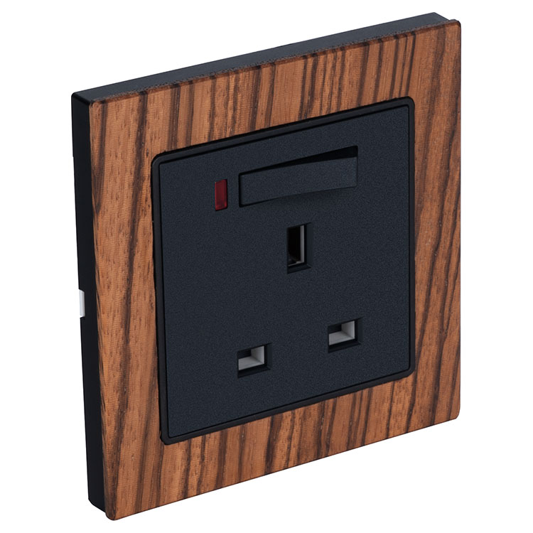 Home Wood Frame 13A Switched Socket na may Lamp