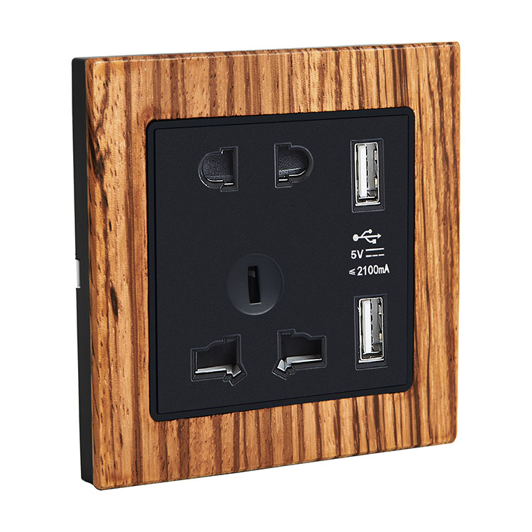 5 Pin Universal at USB Wood Decor Wall Switch Socket