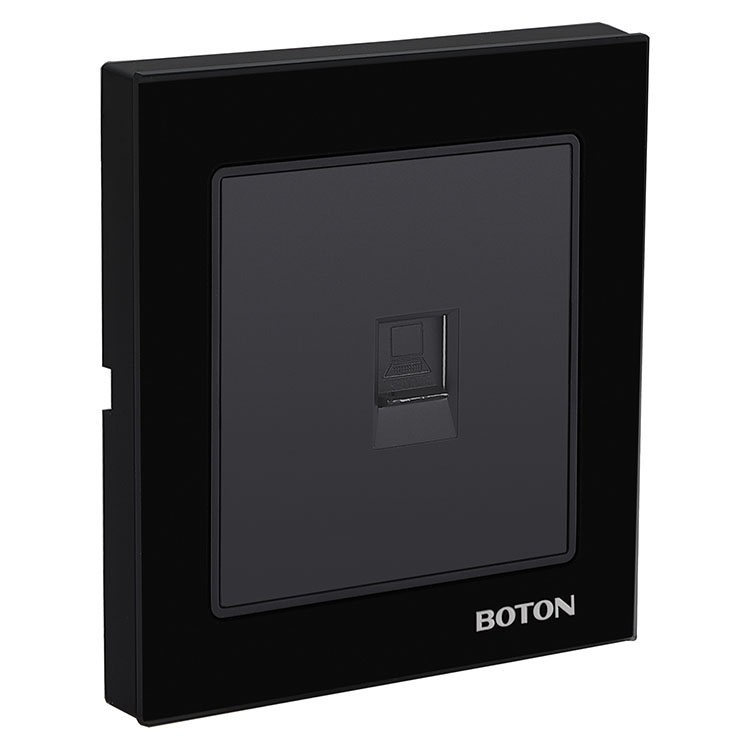 Black Glass Home Electrical Computer Wall Socket